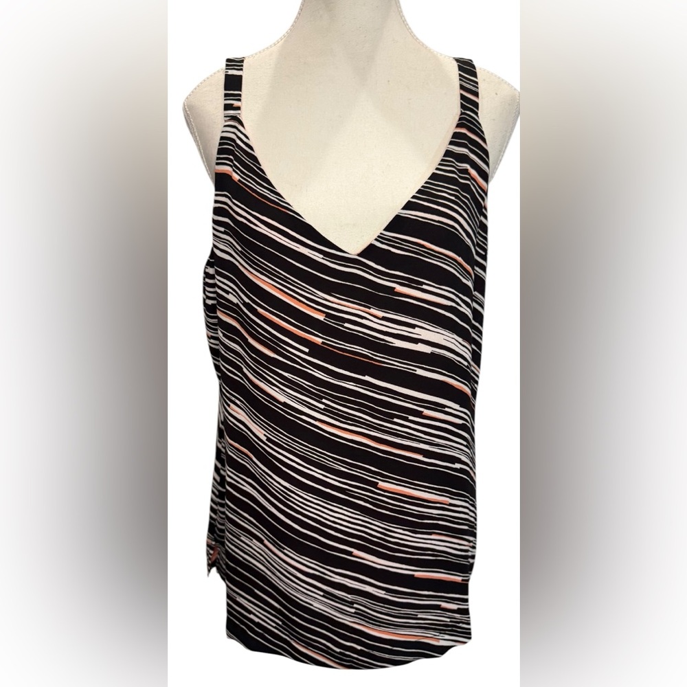 REVERSIBLE White House Black Market black white & coral blouse tank top - Size L